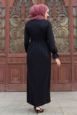 Lina Fırfırlı Elbise 565EN-03458 Siyah - Thumbnail