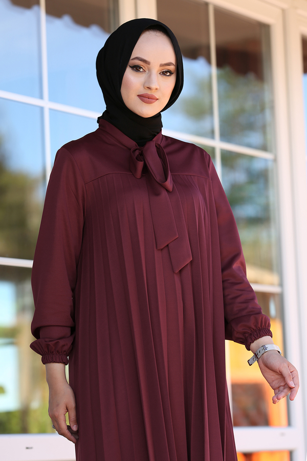 MD - Açelya Pliseli Tunik 100MD-10411 Bordo (1)