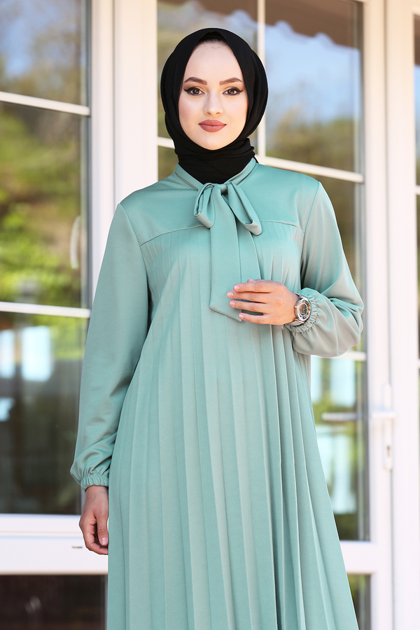 MD - Açelya Pliseli Tesettür Tunik 100MD-10411 Mint (1)