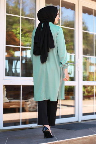 Açelya Pliseli Tesettür Tunik 100MD-10411 Mint - Thumbnail