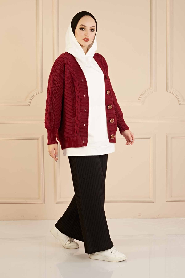 E - Alpaka Hırka 190E90932 Bordo