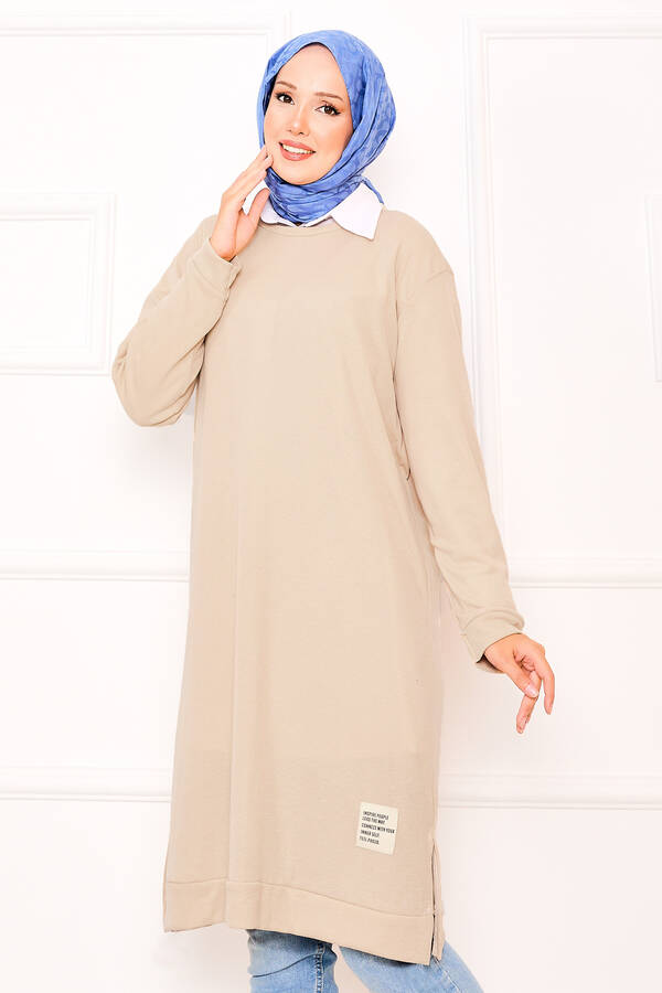 Gly - Arma Detaylı Fitilli Tunik Bej (1) Gly - Arma Detaylı Fitilli Tunik Bej (1)