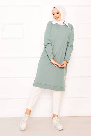 Arma Detaylı Fitilli Tunik Mint - Thumbnail