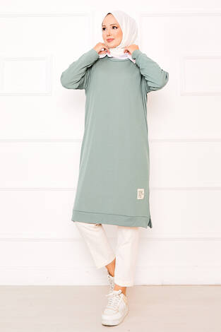 Arma Detaylı Fitilli Tunik Mint - Thumbnail