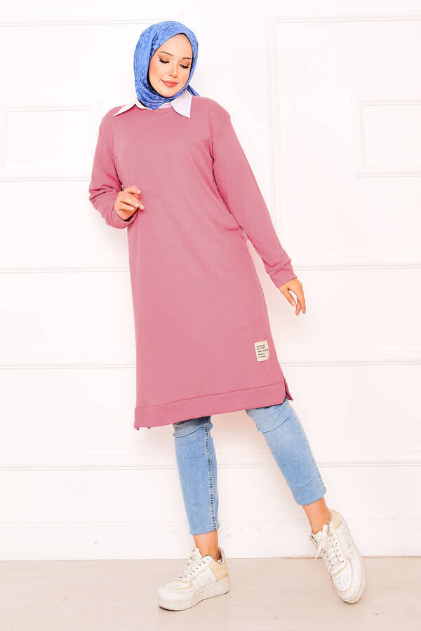Arma Detaylı Fitilli Tunik Pembe Arma Detaylı Fitilli Tunik Pembe