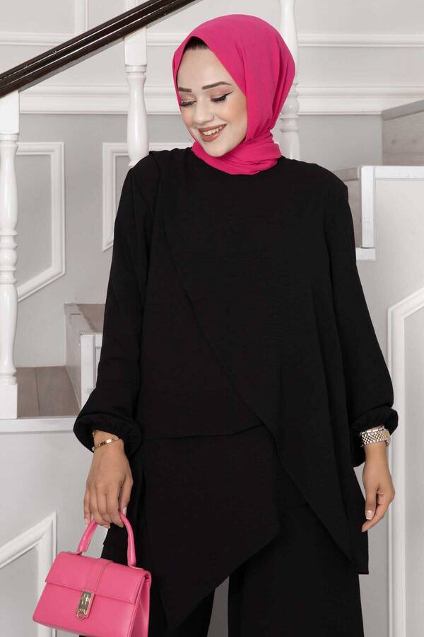 MD - Asimetrik Kesim Aerobin Tesettür İkili Takım Siyah (1) MD - Asimetrik Kesim Aerobin Tesettür İkili Takım Siyah (1)