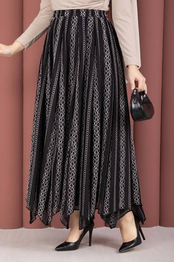 MD - Asimetrik Kesim Dantel Desenli Etek 70 (1)