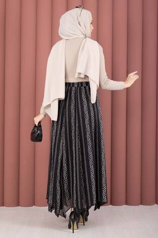 Asimetrik Kesim Dantel Desenli Etek 70 - Thumbnail