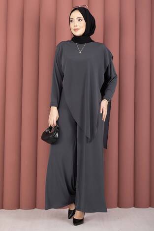 Asimetrik Kesim Sandy İkili Takım Füme - Thumbnail