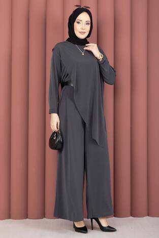 Asimetrik Kesim Sandy İkili Takım Füme - Thumbnail