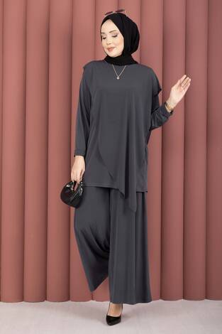 Asimetrik Kesim Sandy İkili Takım Füme - Thumbnail