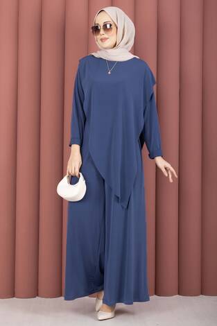 Asimetrik Kesim Sandy İkili Takım İndigo - Thumbnail