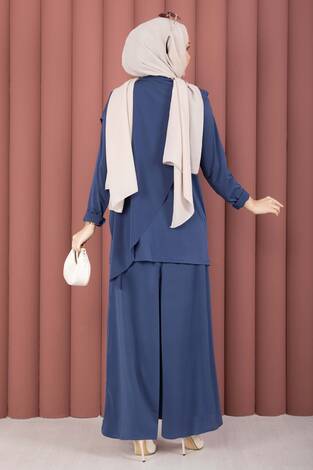 Asimetrik Kesim Sandy İkili Takım İndigo - Thumbnail
