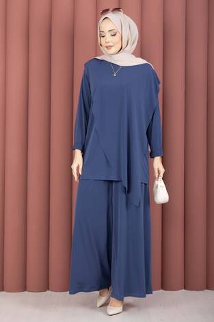 Asimetrik Kesim Sandy İkili Takım İndigo - Thumbnail