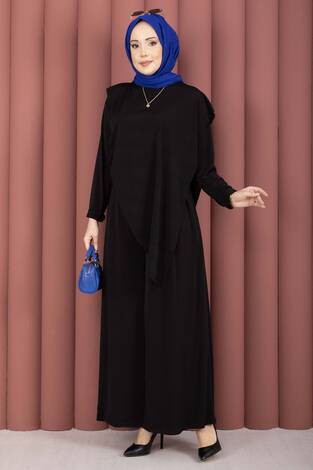 Asimetrik Kesim Sandy İkili Takım Siyah - Thumbnail