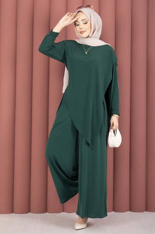 Asimetrik Kesim Sandy İkili Takım Zümrüt - Thumbnail