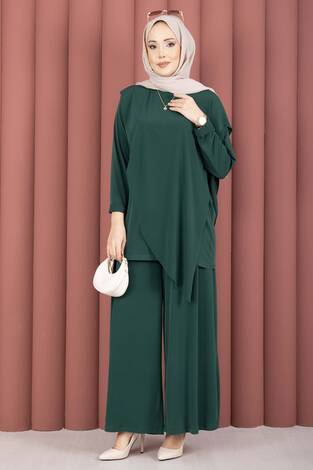 Asimetrik Kesim Sandy İkili Takım Zümrüt - Thumbnail