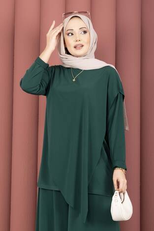 Asimetrik Kesim Sandy İkili Takım Zümrüt - Thumbnail