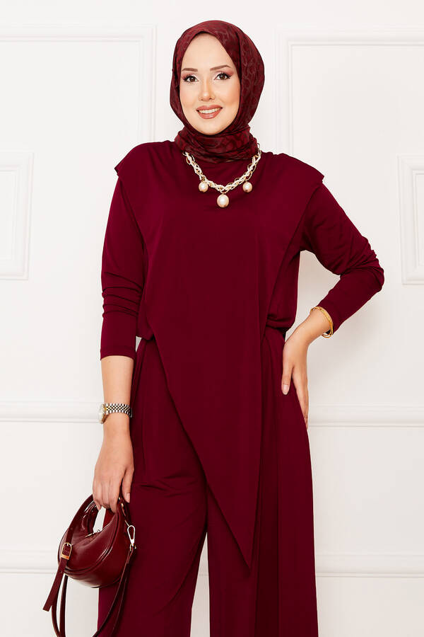 Sym - Asimetrik Kesim Sandy Takım Bordo (1)