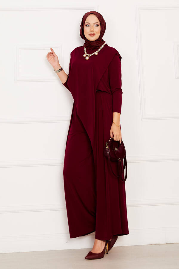 Asimetrik Kesim Sandy Takım Bordo Asimetrik Kesim Sandy Takım Bordo