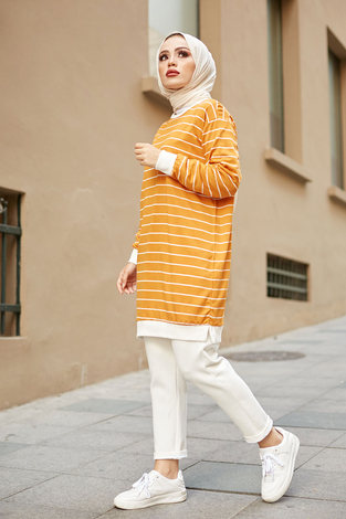 AVEN Basic Sweat 3678-8 Hardal - Thumbnail