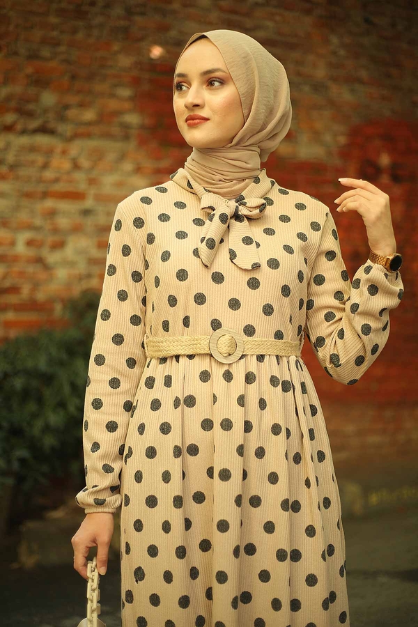  - AVEN Dotted Jacquard Dress 17691-2 Mink (1)