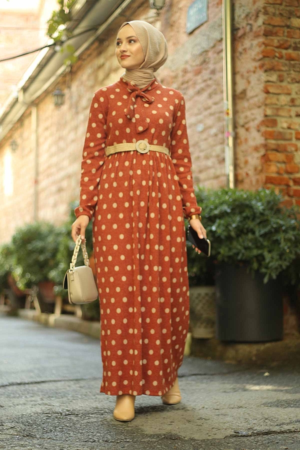 AVEN Dotted Jacquard Dress 17691-3 Brick 