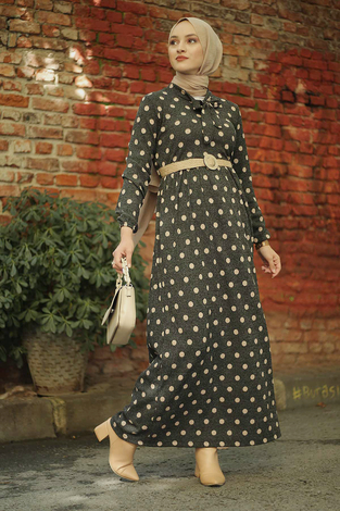 AVEN Dotted Jacquard Dress 17691-4 Anthracite - Thumbnail