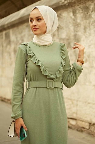 AVEN Fırfırlı Elbise 2252-3 Mint - Thumbnail