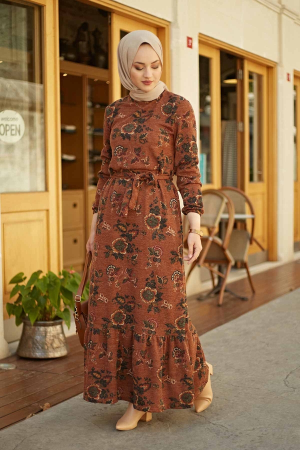  - AVEN Fitilli Elbise 4566-4 Taba