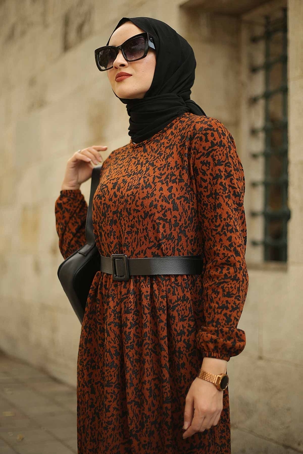  - AVEN Huvis Çıtır Elbise 1592-5 Taba (1)