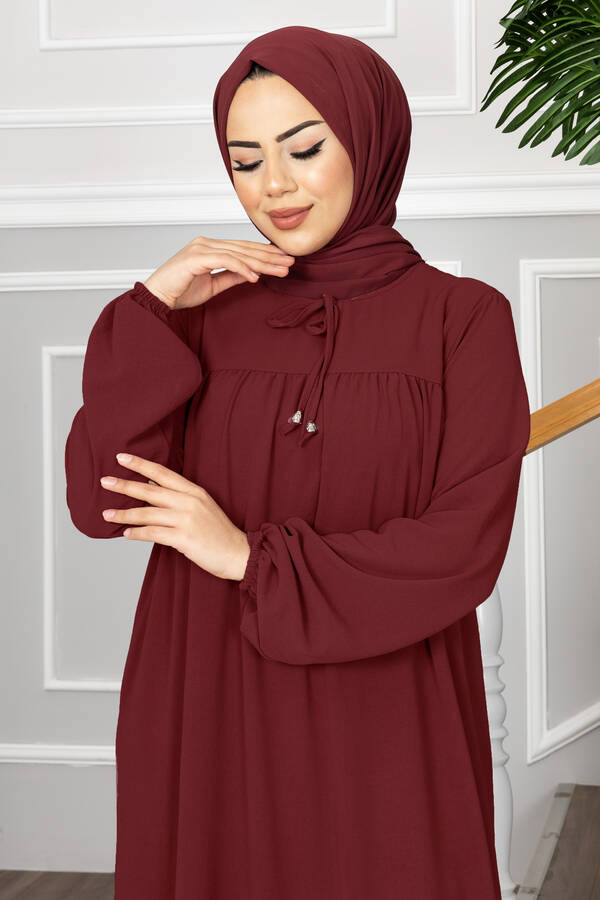 ER - Aybüke Robalı Tesettür Elbise Bordo (1)