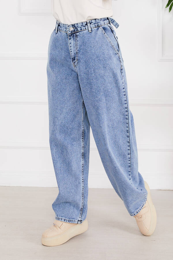 Mg - Baggy Tesettür Kot Pantolon Buz Mavisi (1) Mg - Baggy Tesettür Kot Pantolon Buz Mavisi (1)