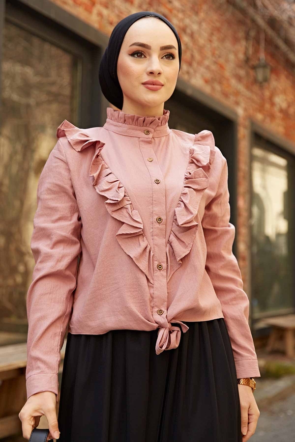 Gk - Bağlamalı Gömlek 540GK-12016 Gülkurusu (1)