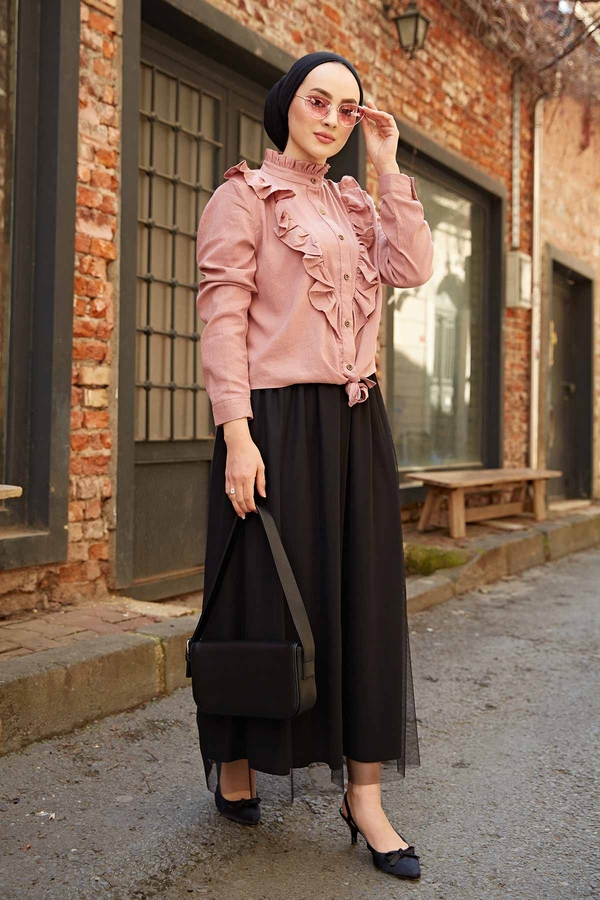 Gk - Bağlamalı Gömlek 540GK-12016 Gülkurusu