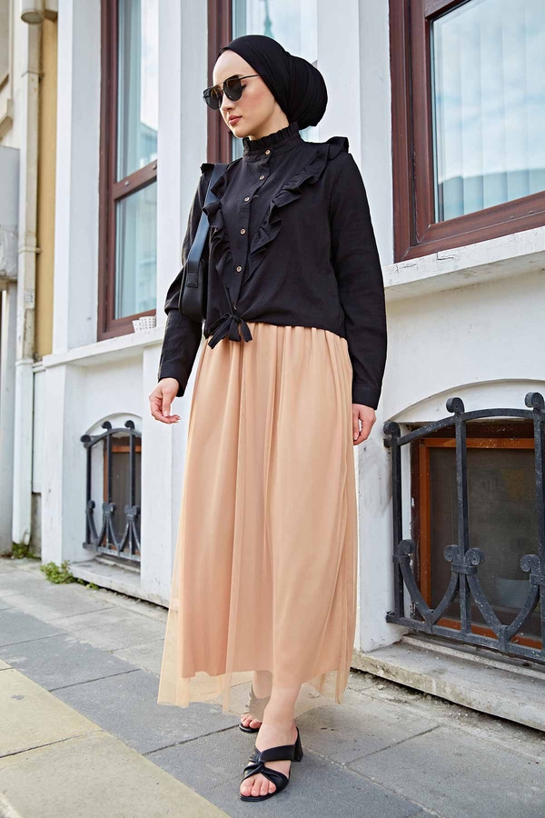 Bağlamalı Gömlek 540GK-12016 Siyah Bağlamalı Gömlek 540GK-12016 Siyah