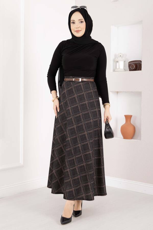 Mds - Baklava Desen Scuba Etek Antrasit