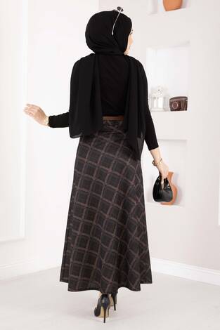 Baklava Desen Scuba Etek Antrasit - Thumbnail