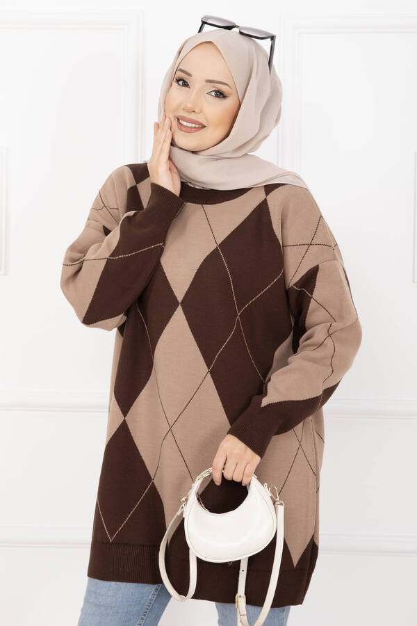 RAF - Baklava Desen Triko Kazak Kahve (1)