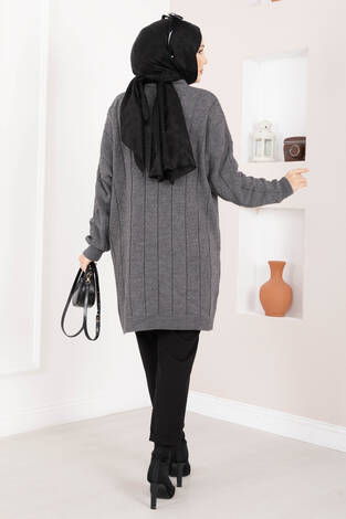 Baklava Örgü Triko Tunik Antrasit - Thumbnail