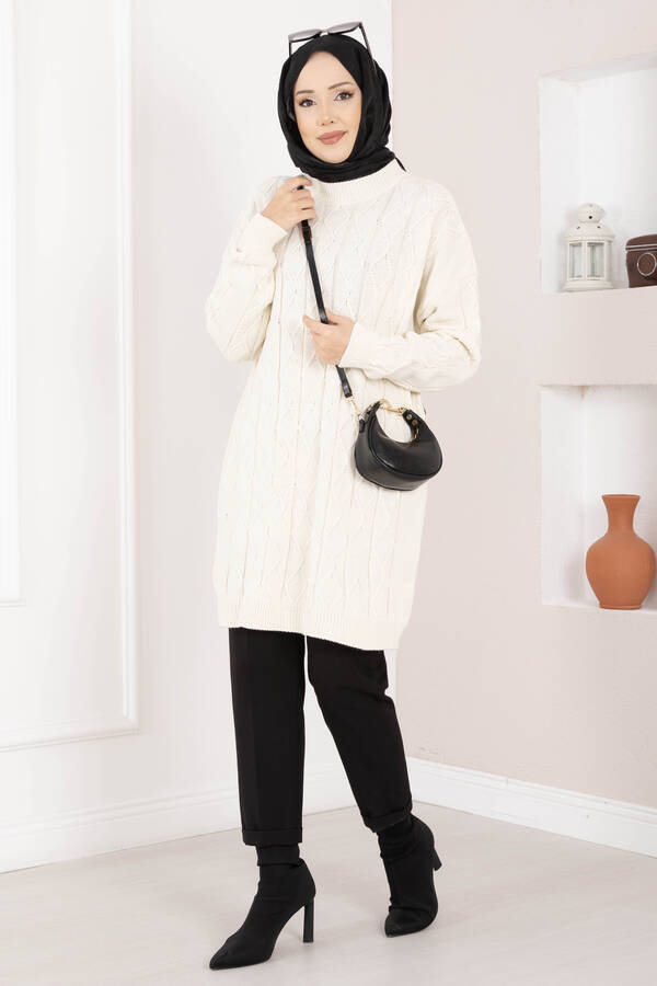 RAF - Baklava Örgü Triko Tunik Ekru