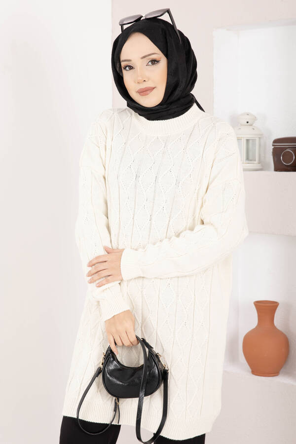 RAF - Baklava Örgü Triko Tunik Ekru (1)