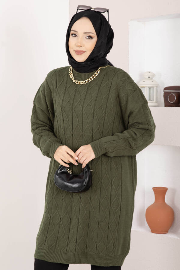 RAF - Baklava Örgü Triko Tunik Haki (1)