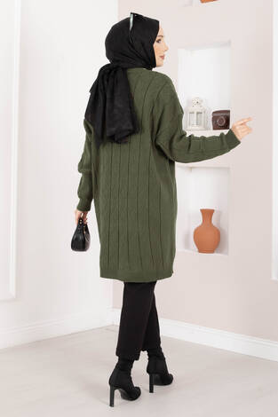 Baklava Örgü Triko Tunik Haki - Thumbnail