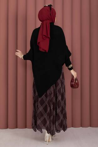 Balıkçı Yaka Asimetrik Triko Kazak Siyah - Thumbnail