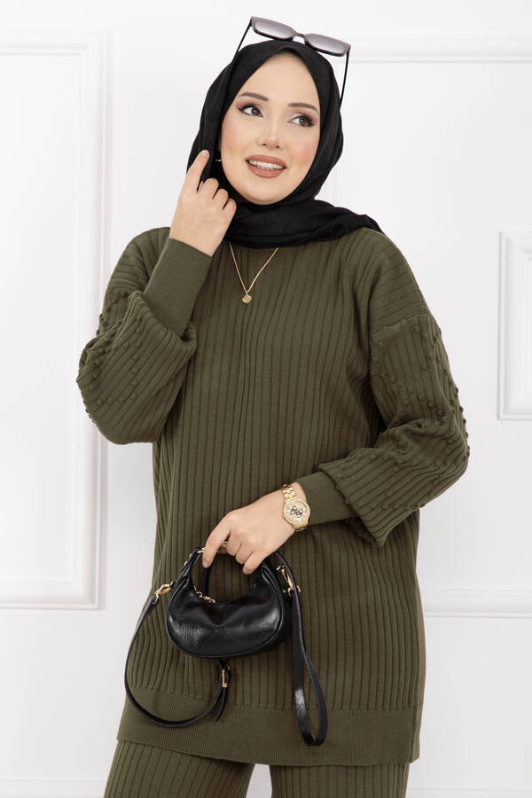 RAF - Balıkçı Yaka Fitilli Triko İkili Takım Haki (1)