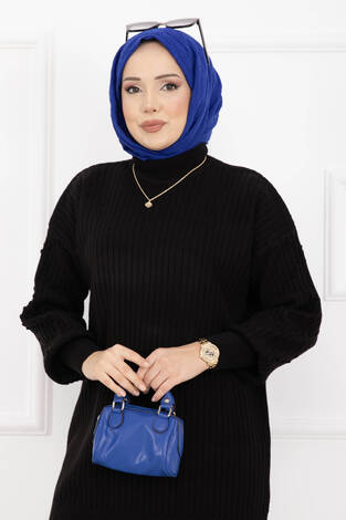 Balıkçı Yaka Fitilli Triko İkili Takım Siyah - Thumbnail