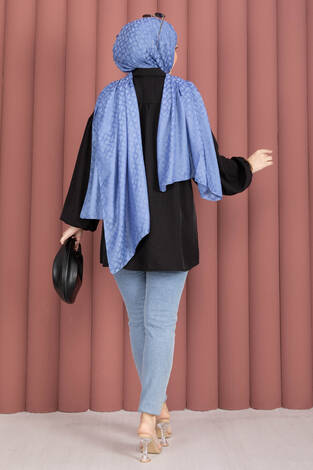 Balon Kol Büzgülü Tunik Siyah - Thumbnail