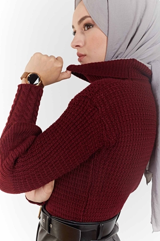 Balon Kol Triko Kazak 5634 Bordo - Thumbnail