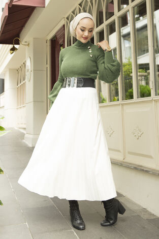 Balon Kol Triko Kazak Yeşil - Thumbnail